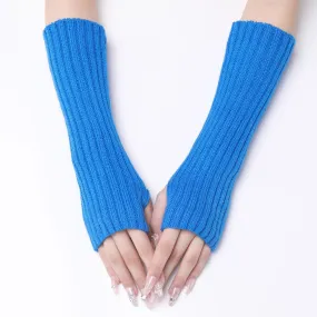 30-length Striped Gloves New Autumn And Winter Wool Sleeve Knitted Warm Fingerless Oversleeve