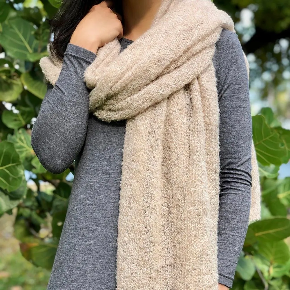 Almond Ultra Plush Alpaca Scarf