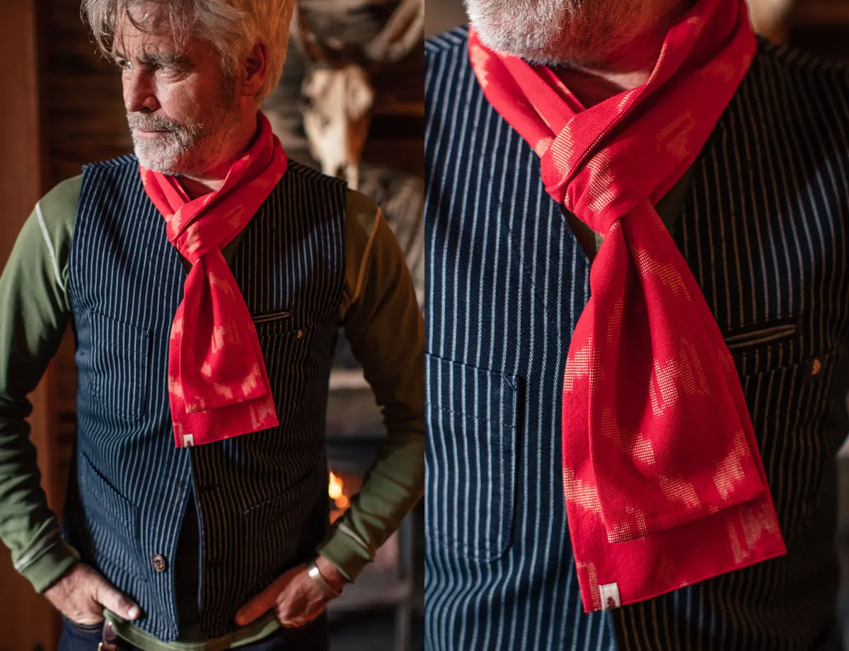 &SONS Red IKAT Scarf