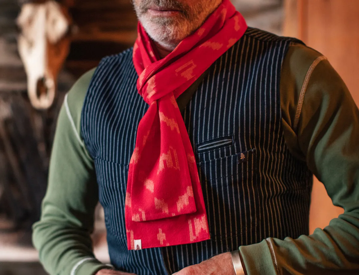 &SONS Red IKAT Scarf