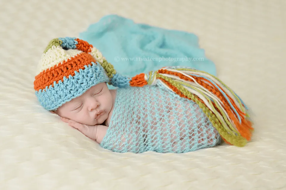 Aqua Blue Mohair Knit Baby Wrap