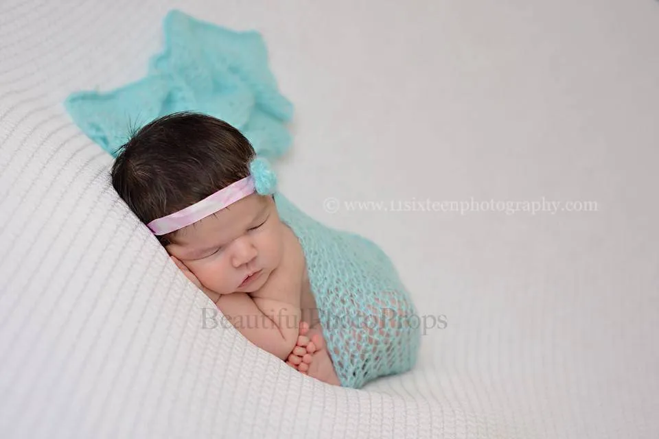 Blue Tint Mohair Knit Baby Wrap