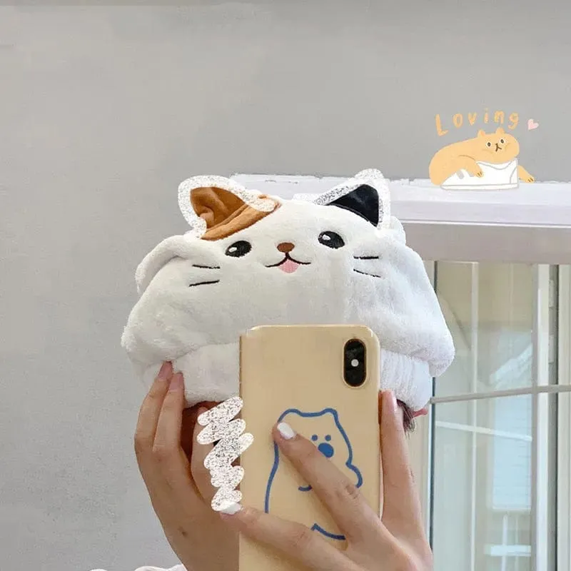 Cat Quick Dry Hair Towel