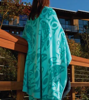 Debra Sparrow© Returning of the Salmon Velura™ Throw Blanket - Teal