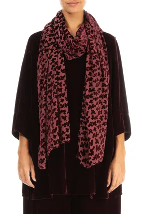 Devoré Petals Merlot Silk Velvet Scarf