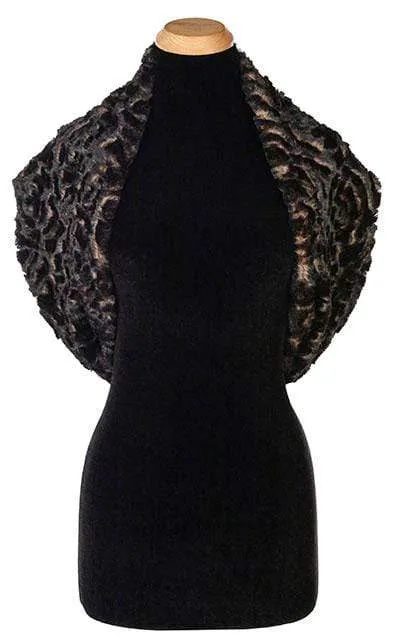 Double Cowl Shrug - Luxury Faux Fur in Vintage Rose with Cuddly Black (One Left!)