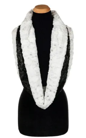 Double Cowl Shrug - Luxury Faux Fur in Winters Frost with Cuddly Black (Limited Availability)