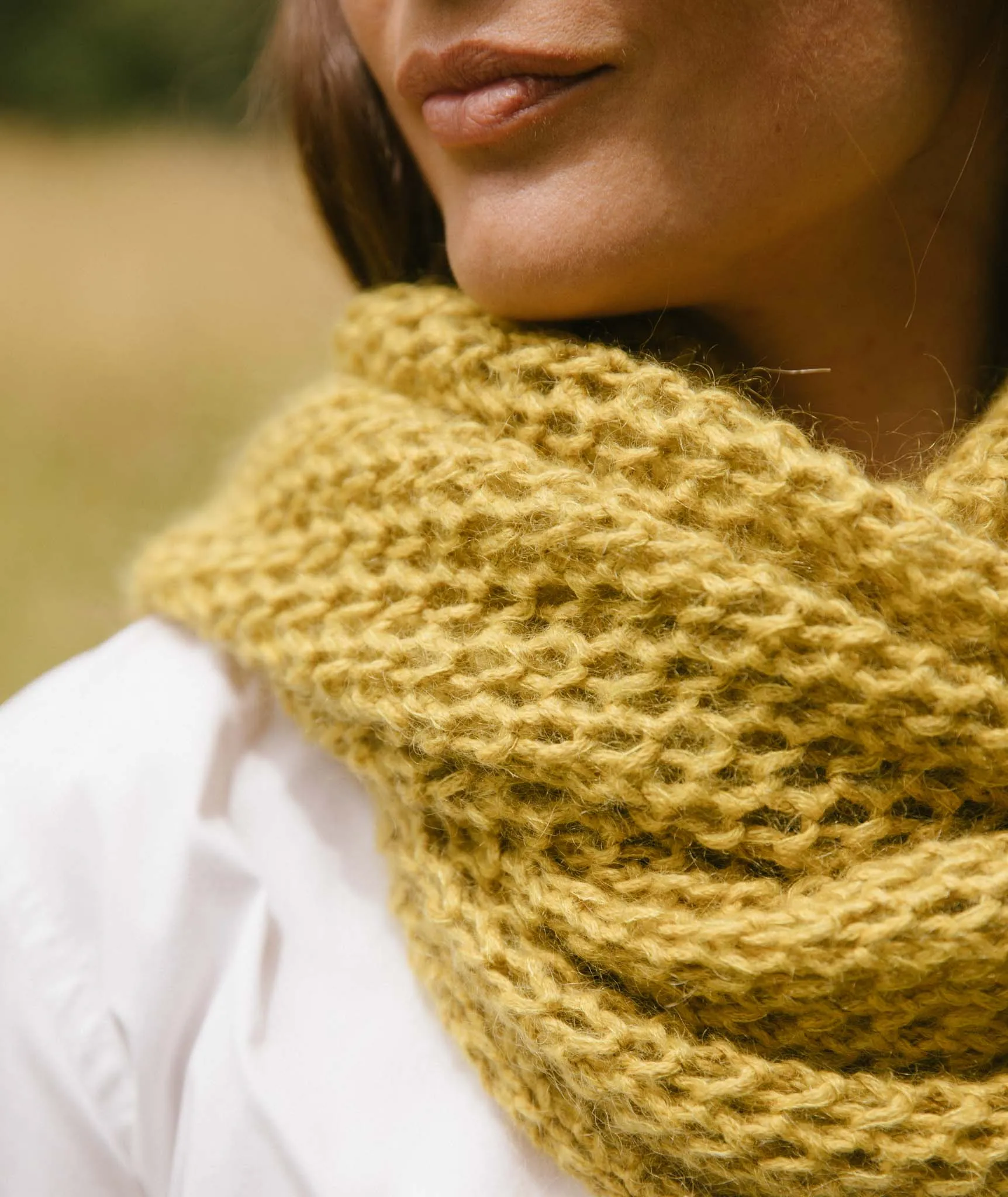 Easy Eyelet Wrap Using Rowan Kidsilk Haze and Softyak DK