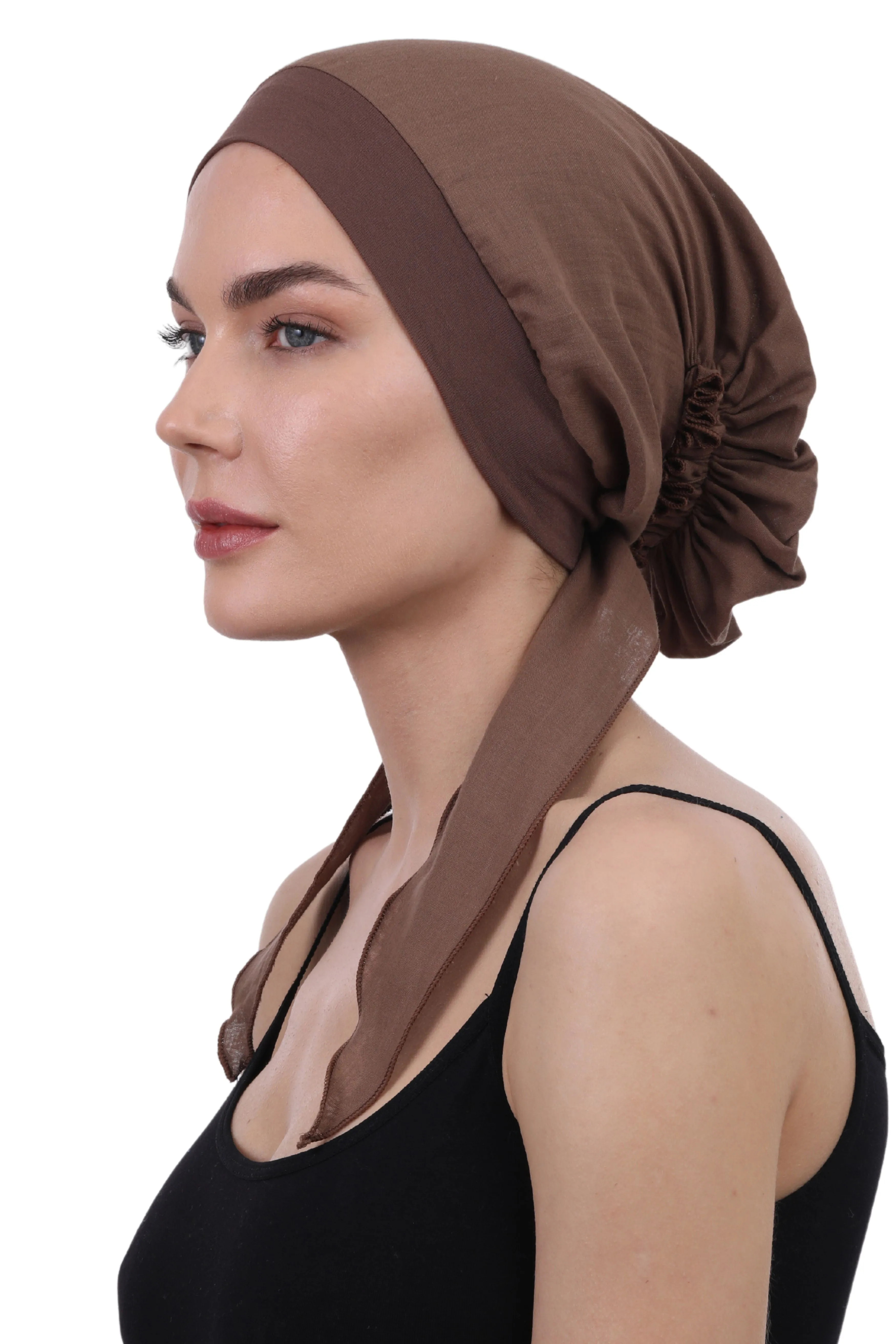 Easy Tie Pure Cotton Head Scarf with Bamboo Front