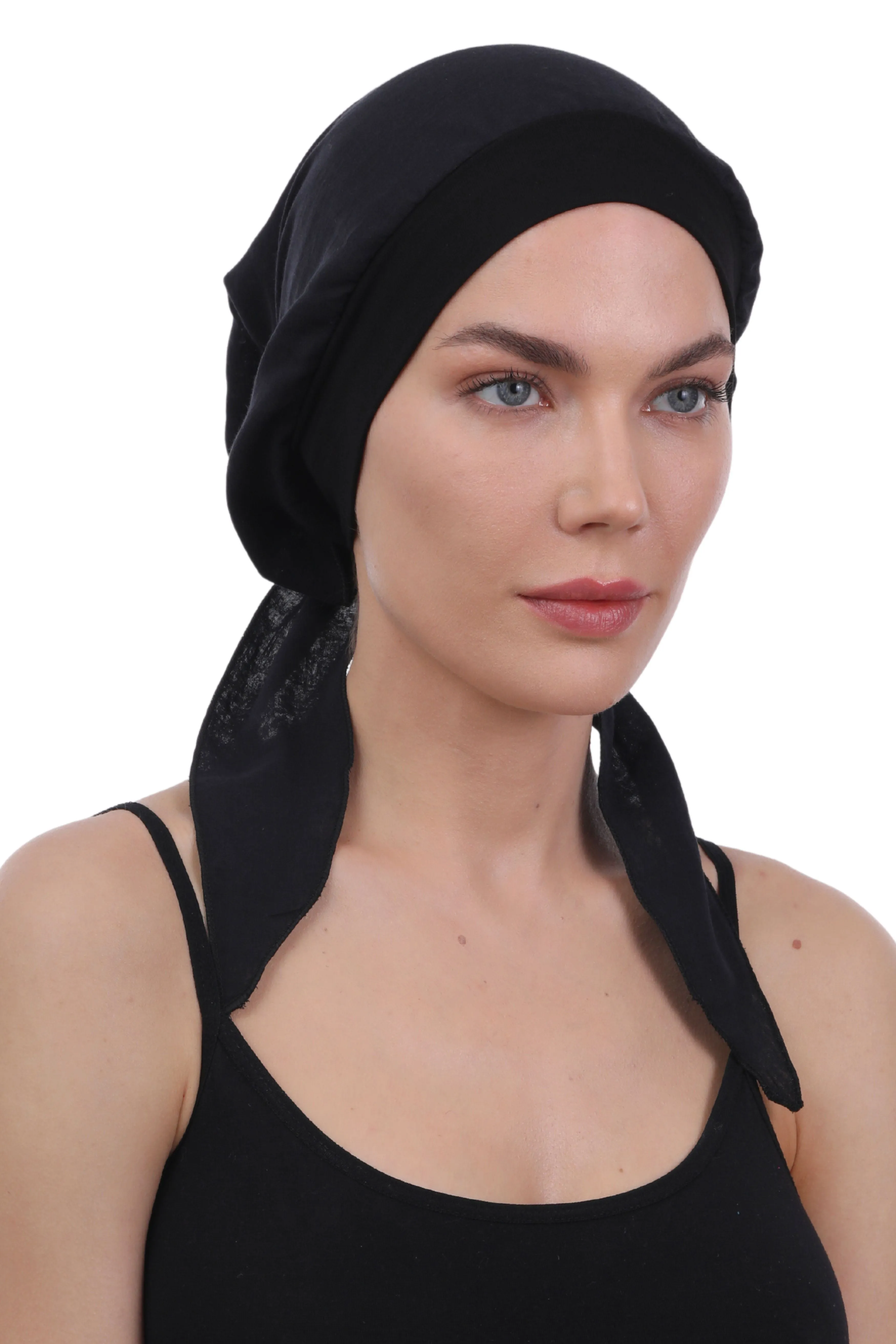 Easy Tie Pure Cotton Head Scarf with Bamboo Front