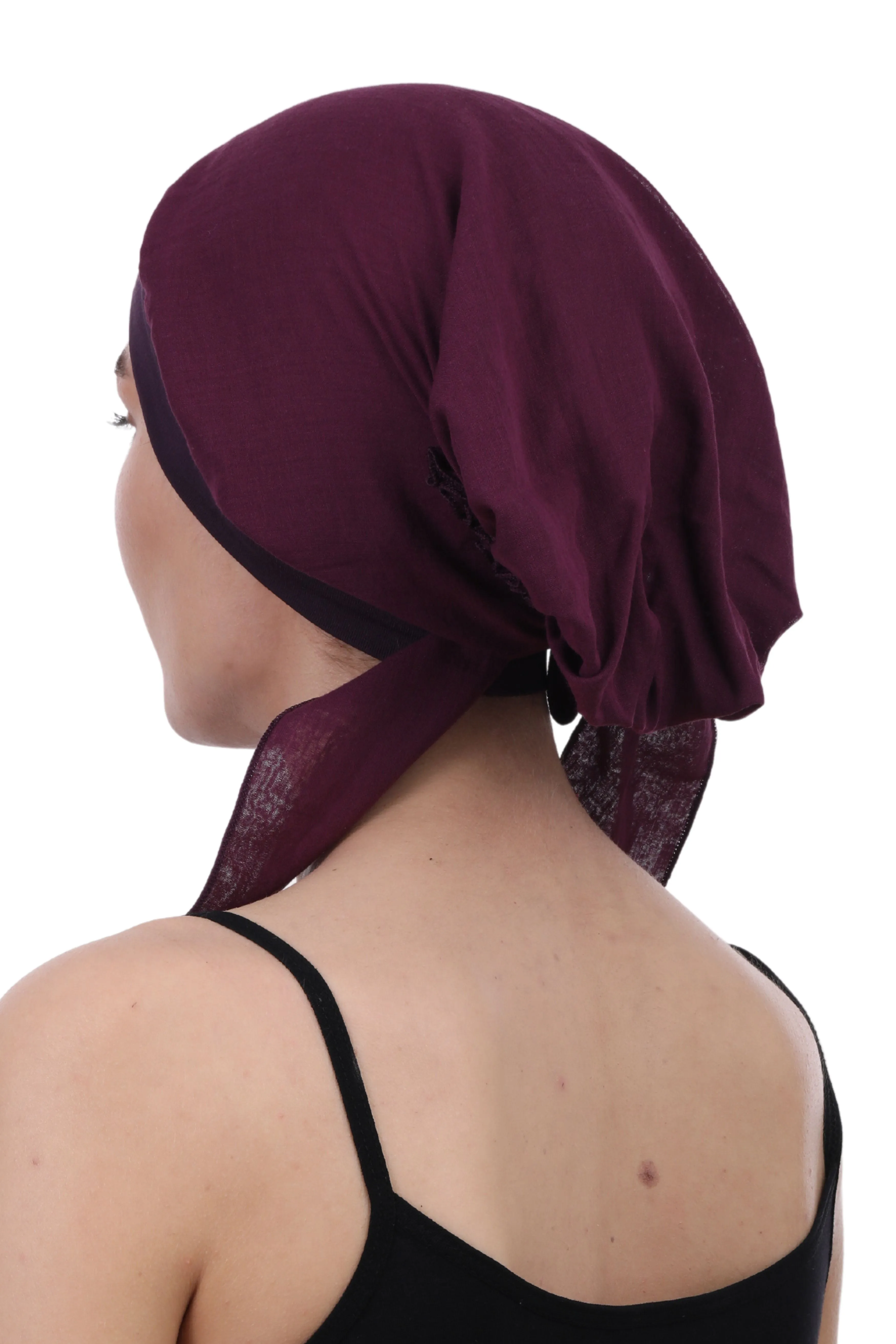 Easy Tie Pure Cotton Head Scarf with Bamboo Front