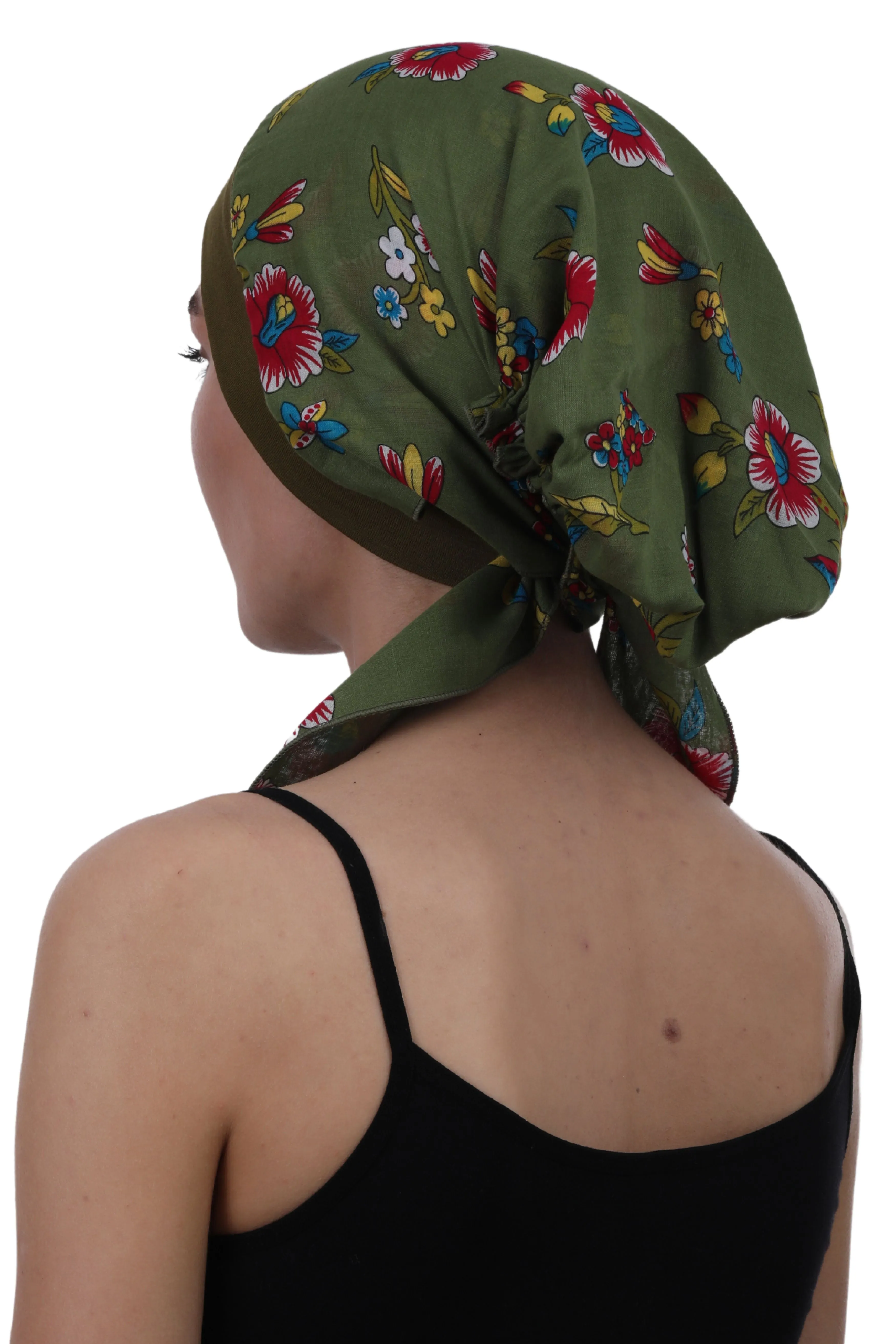 Easy Tie Pure Cotton Head Scarf with Bamboo Front