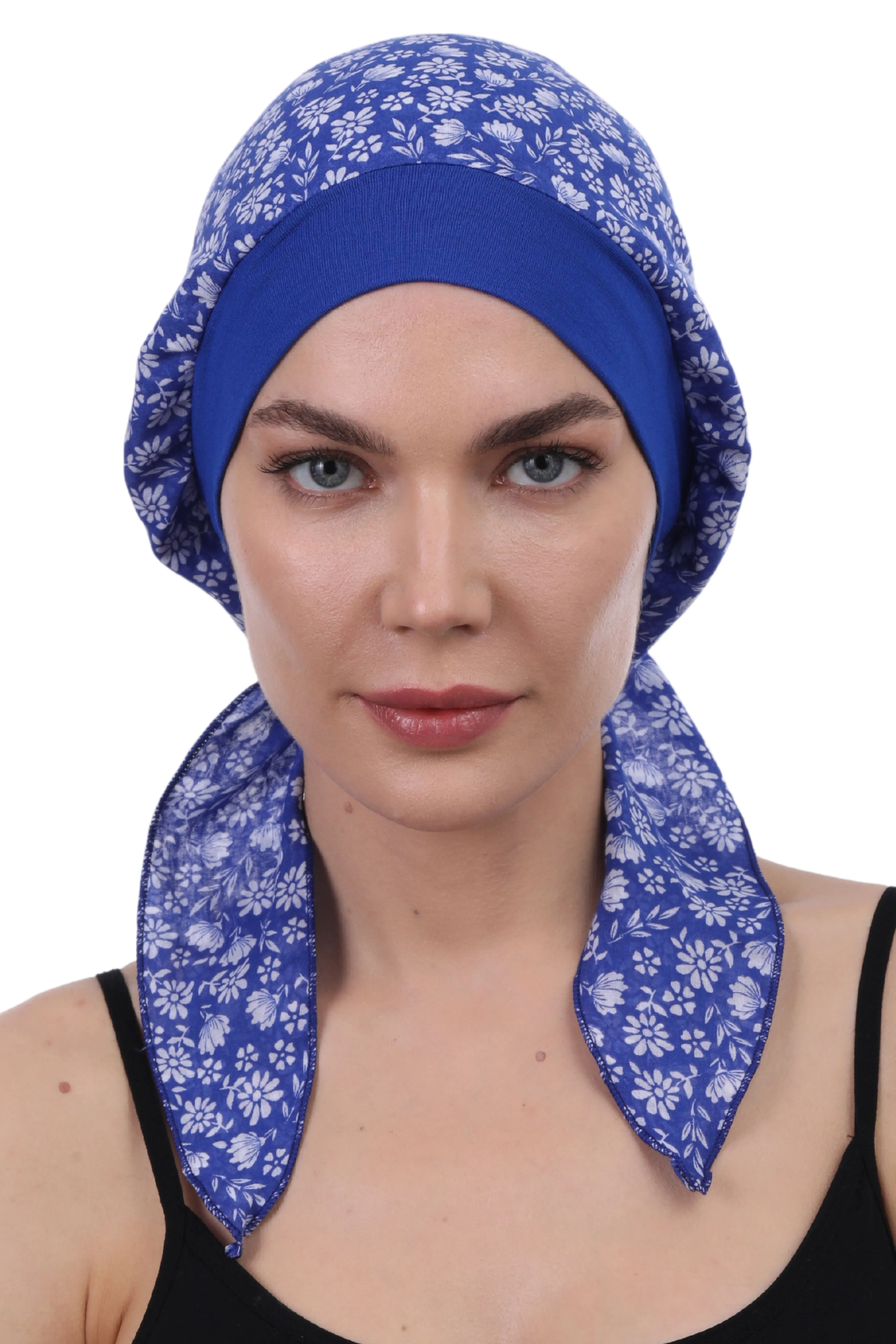 Easy Tie Pure Cotton Head Scarf with Bamboo Front