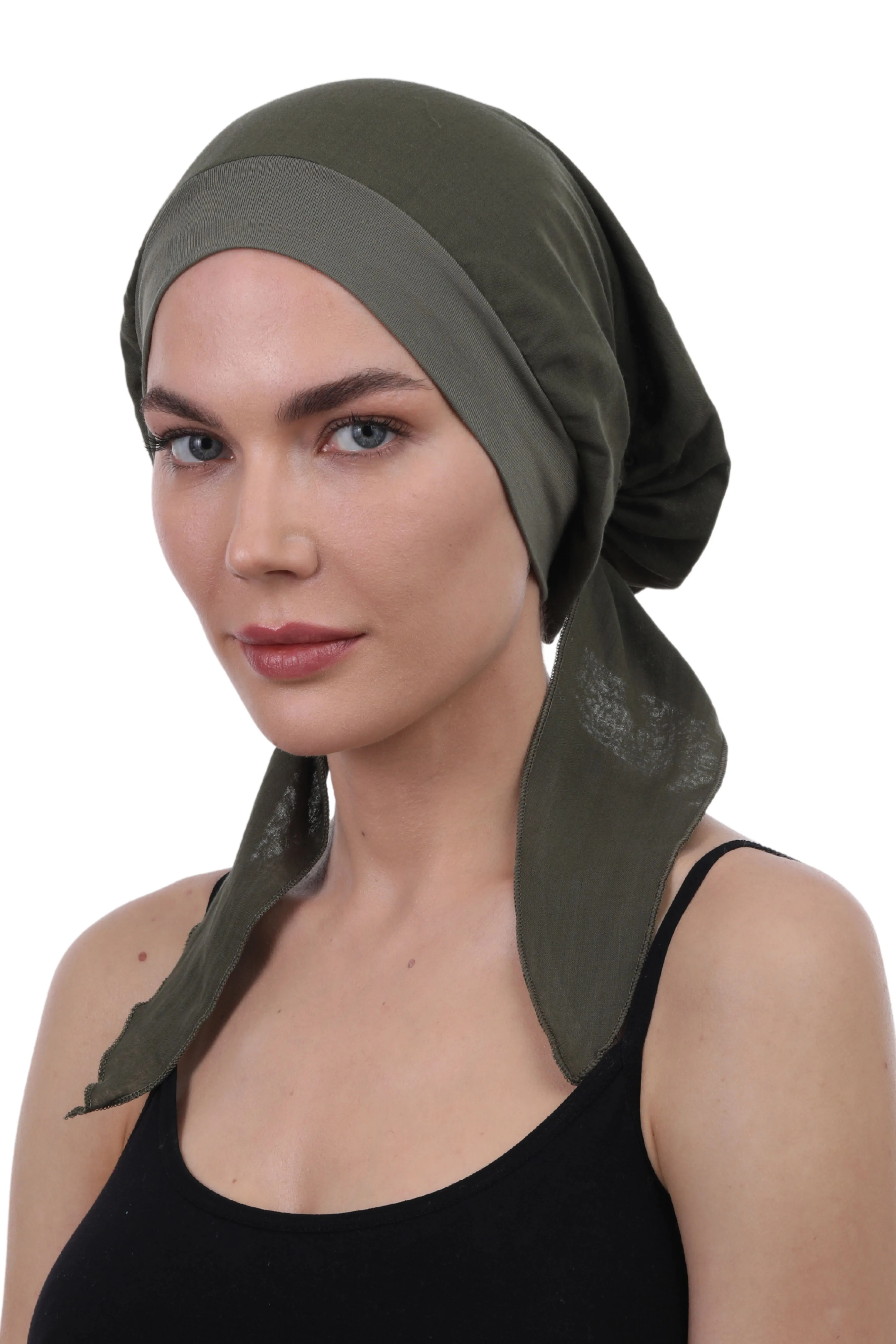 Easy Tie Pure Cotton Head Scarf with Bamboo Front