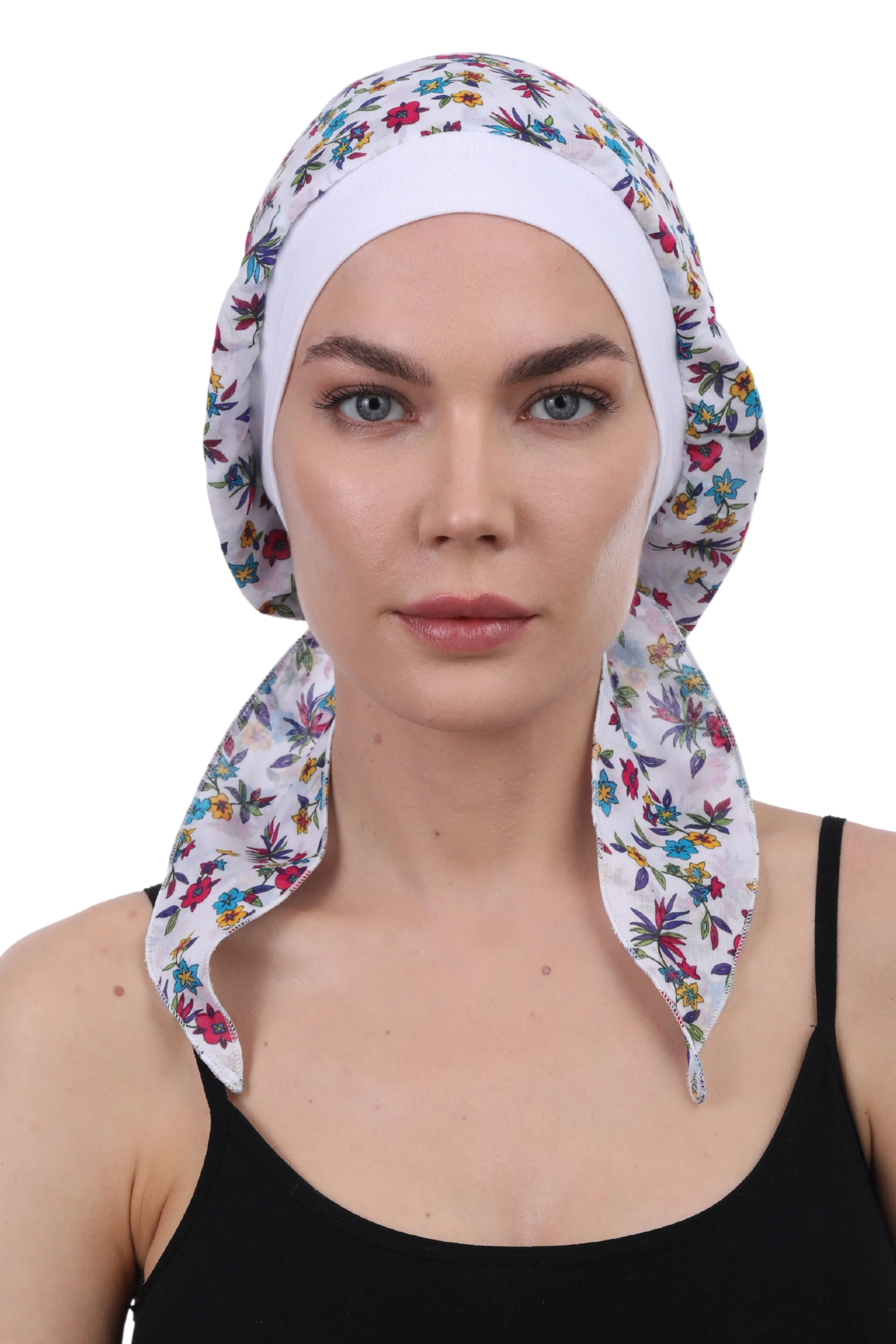 Easy Tie Pure Cotton Head Scarf with Bamboo Front