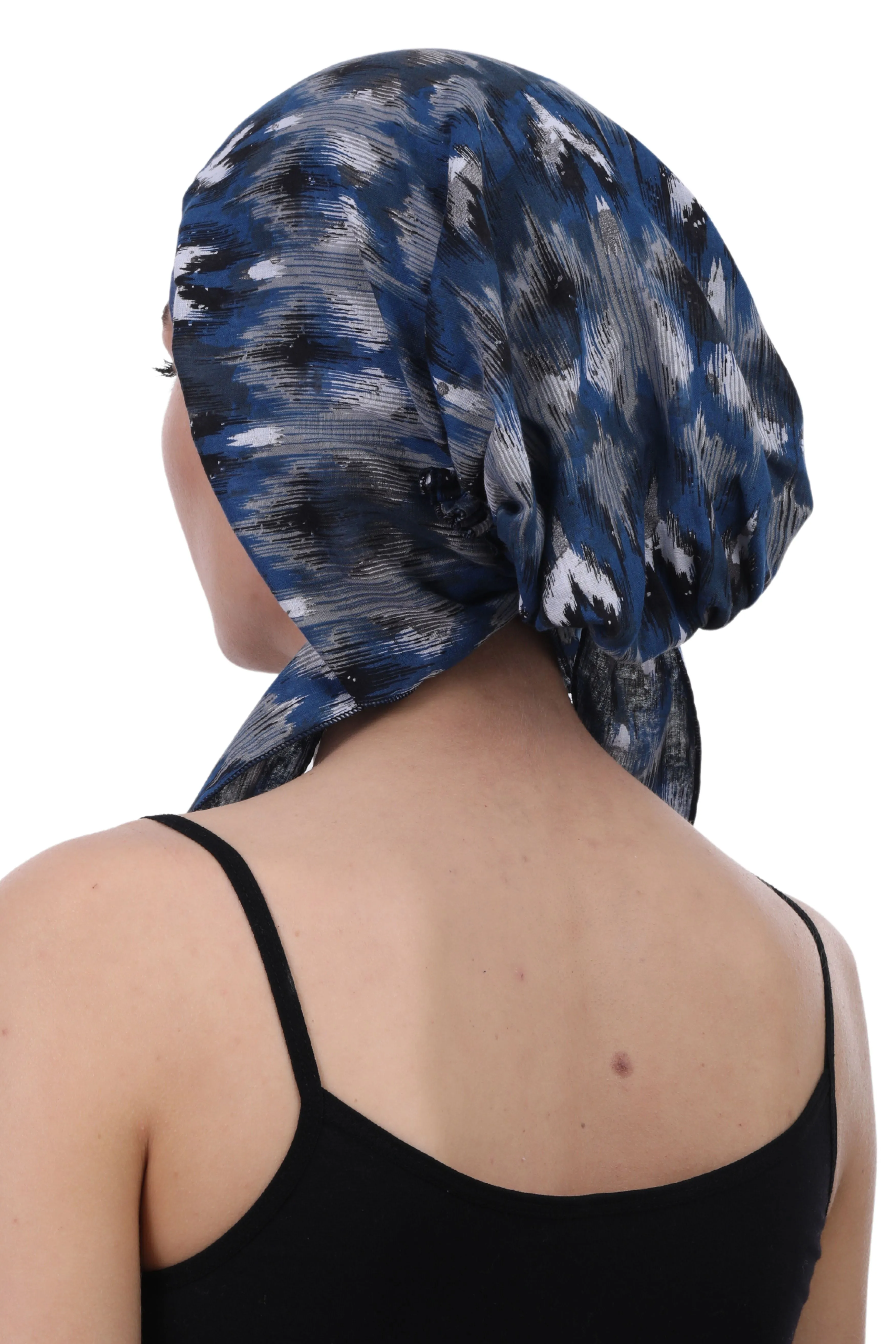 Easy Tie Pure Cotton Head Scarf with Bamboo Front