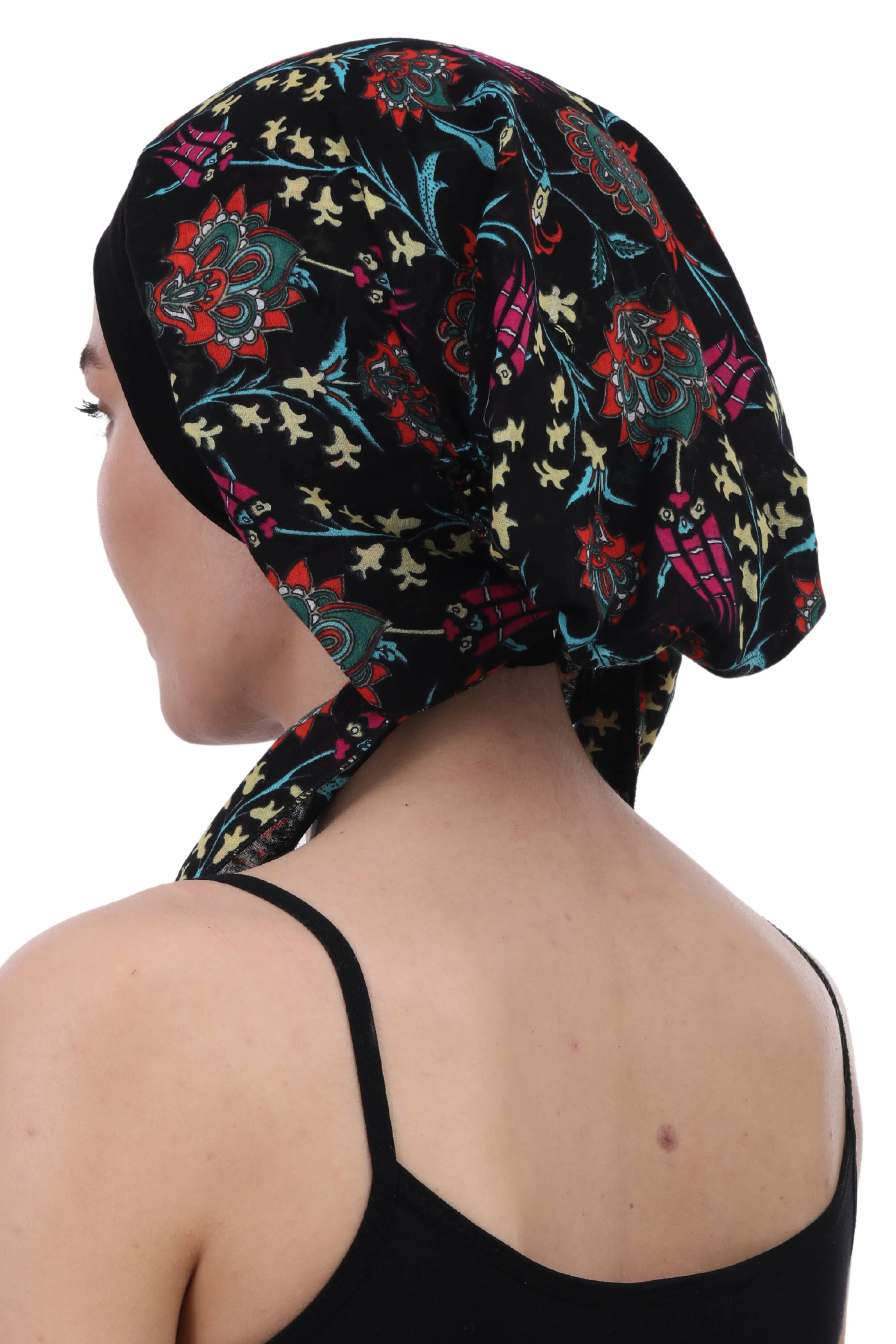 Easy Tie Pure Cotton Head Scarf with Bamboo Front