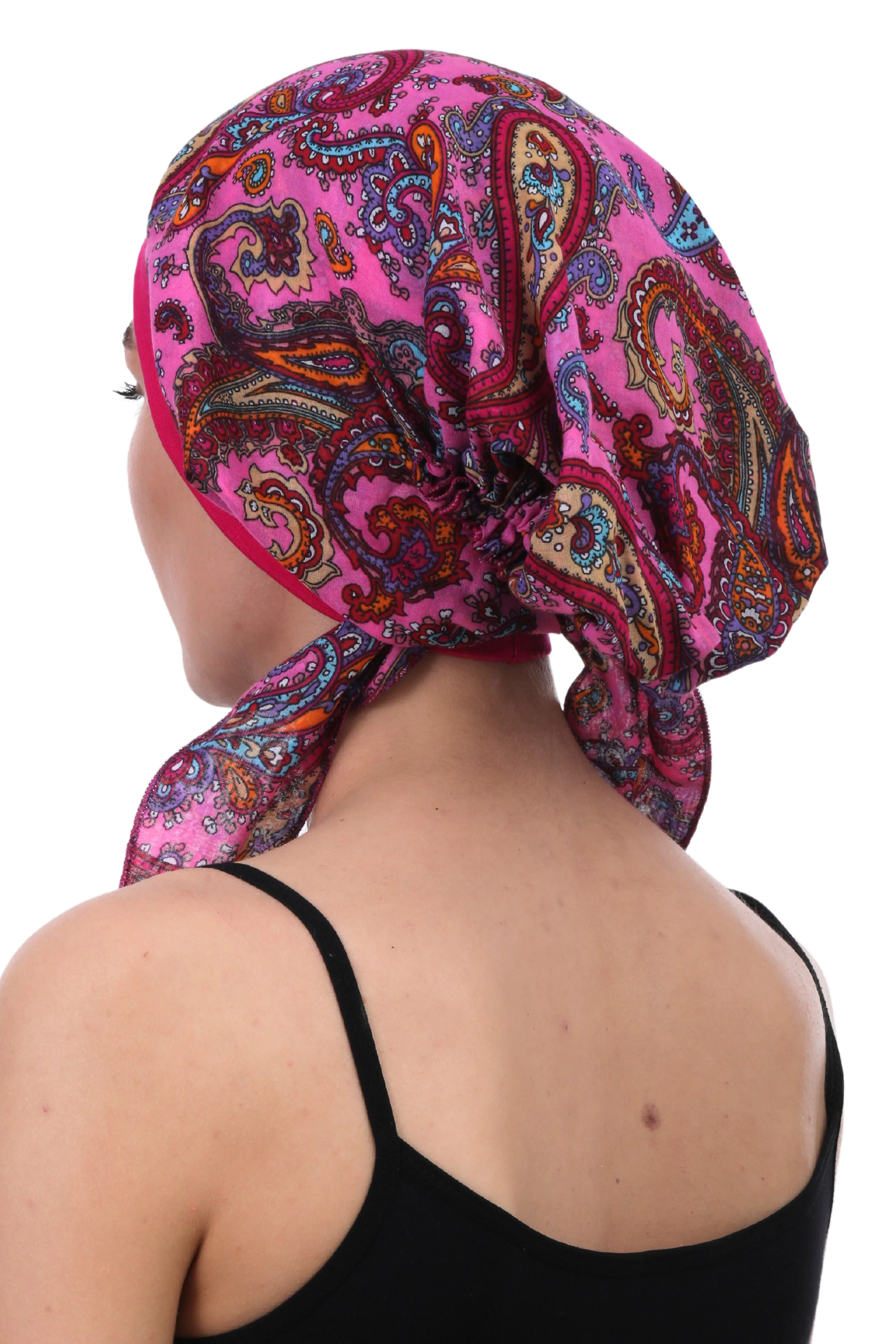 Easy Tie Pure Cotton Head Scarf with Bamboo Front