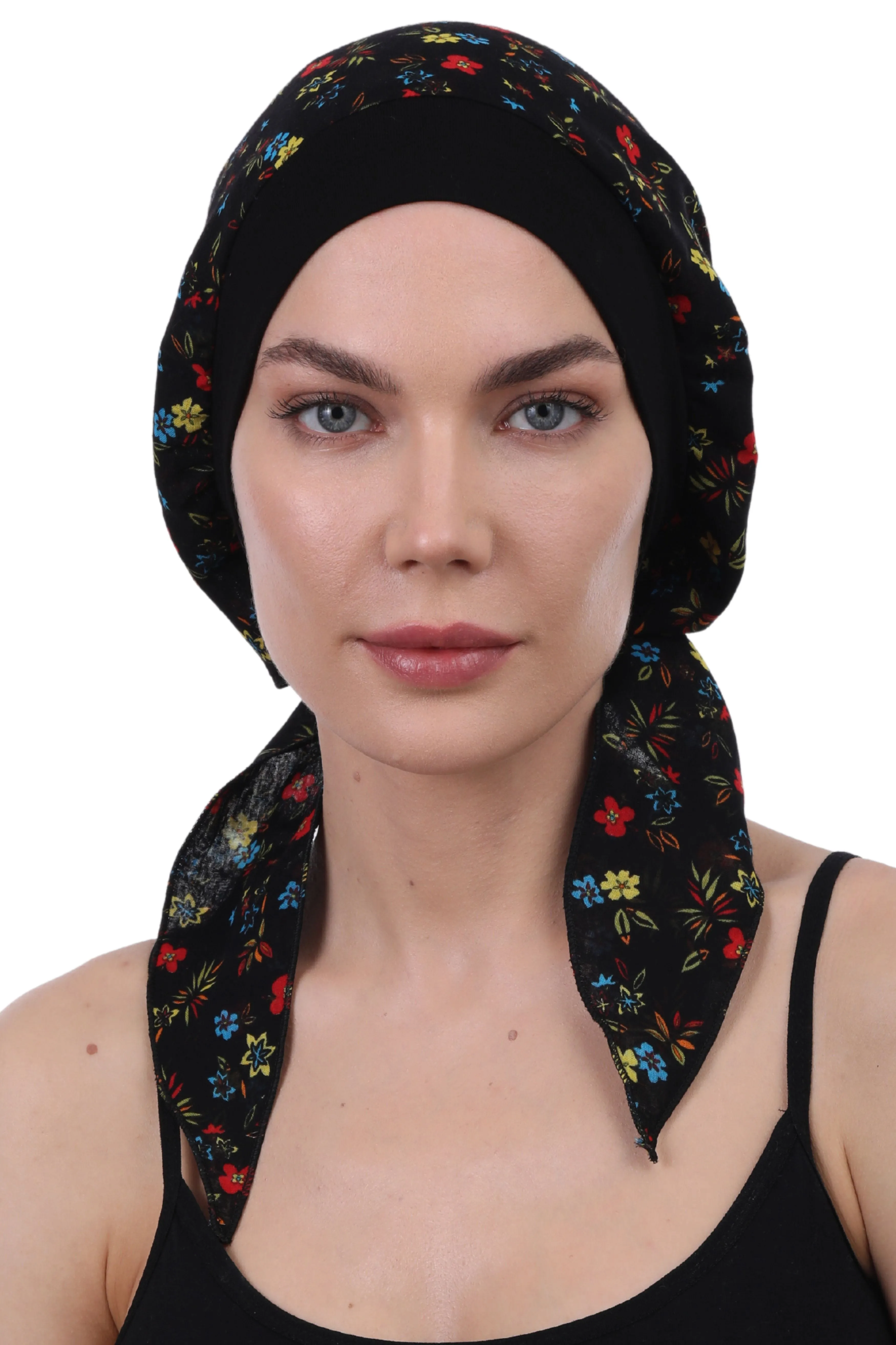 Easy Tie Pure Cotton Head Scarf with Bamboo Front