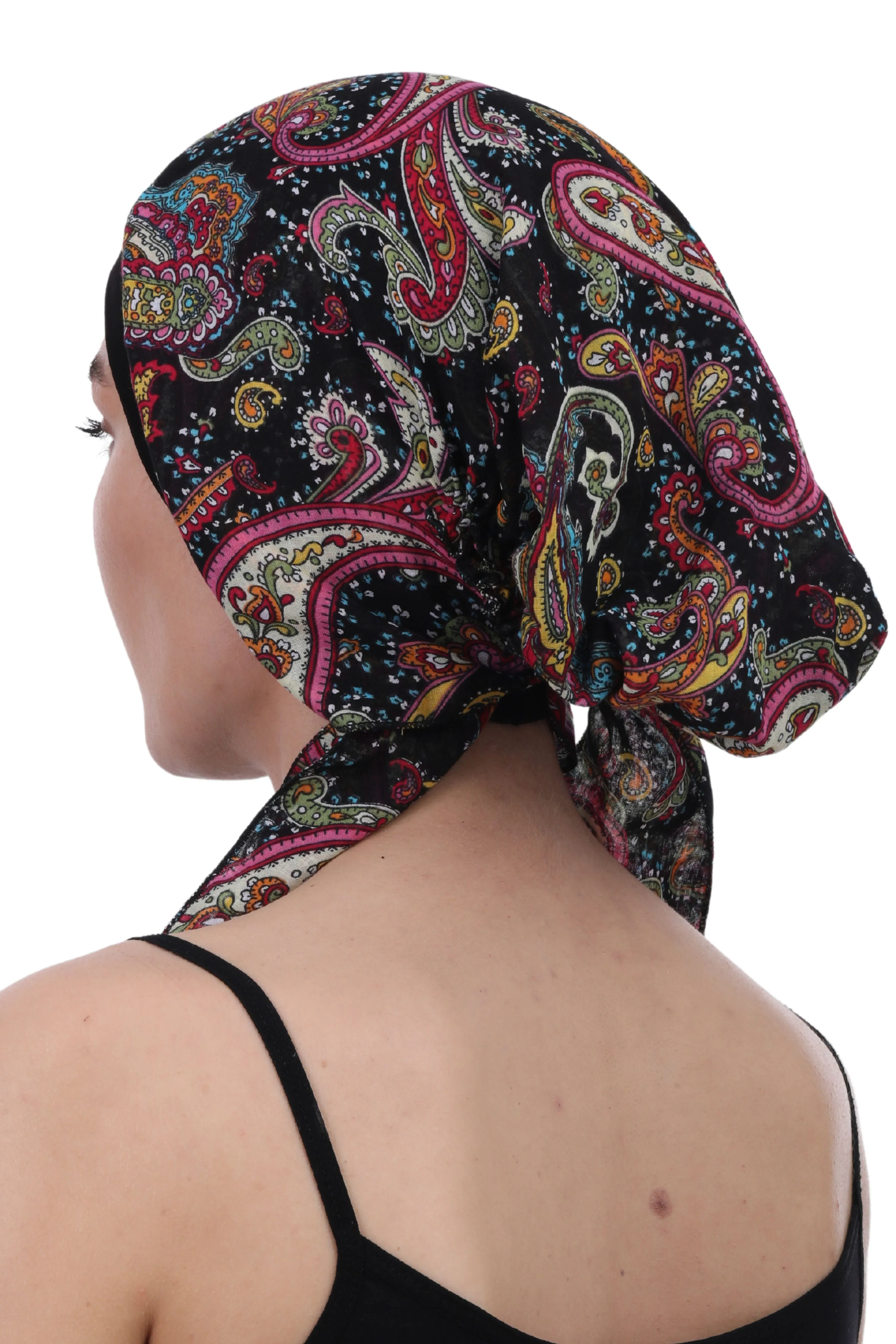 Easy Tie Pure Cotton Head Scarf with Bamboo Front