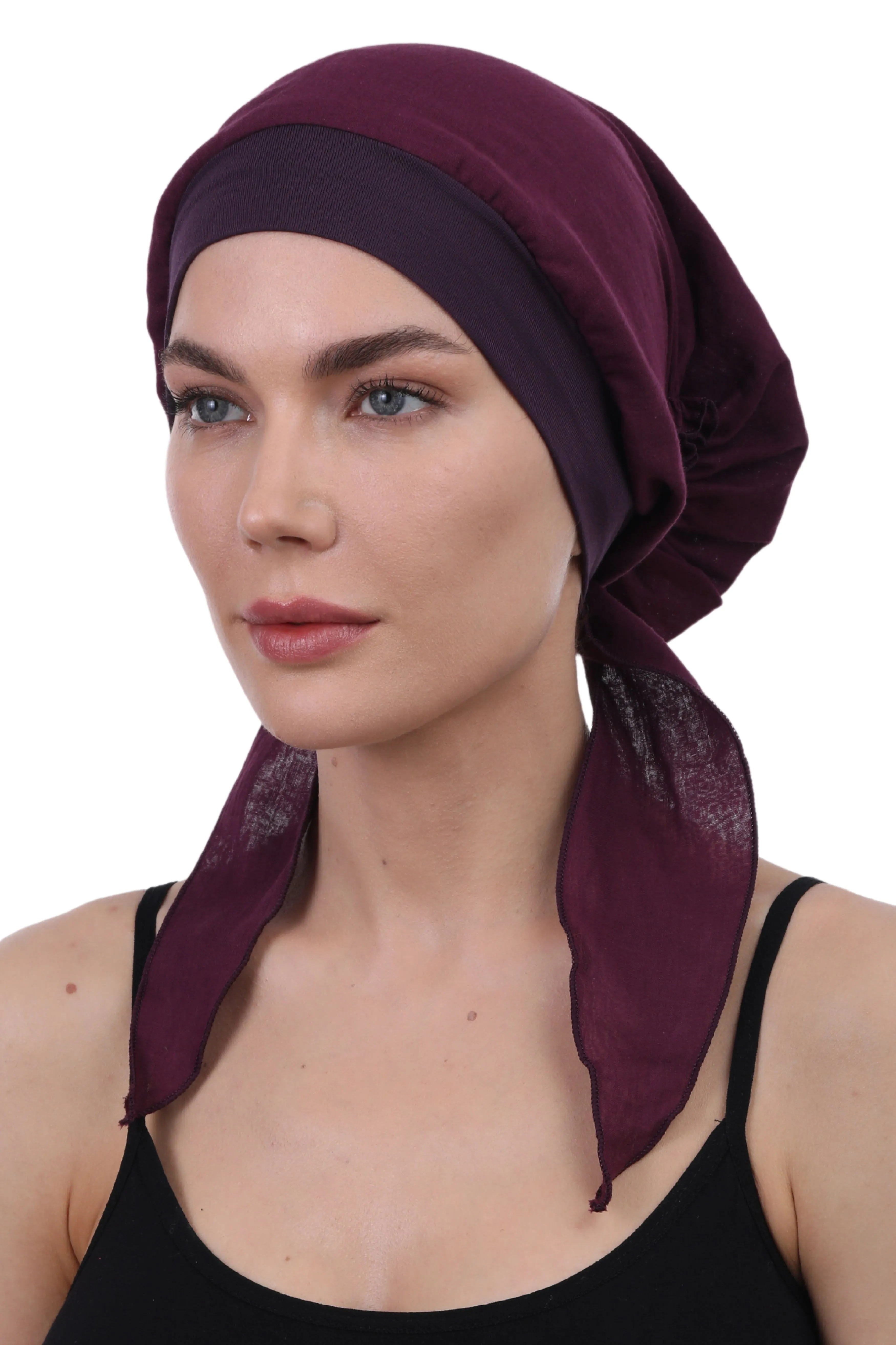 Easy Tie Pure Cotton Head Scarf with Bamboo Front