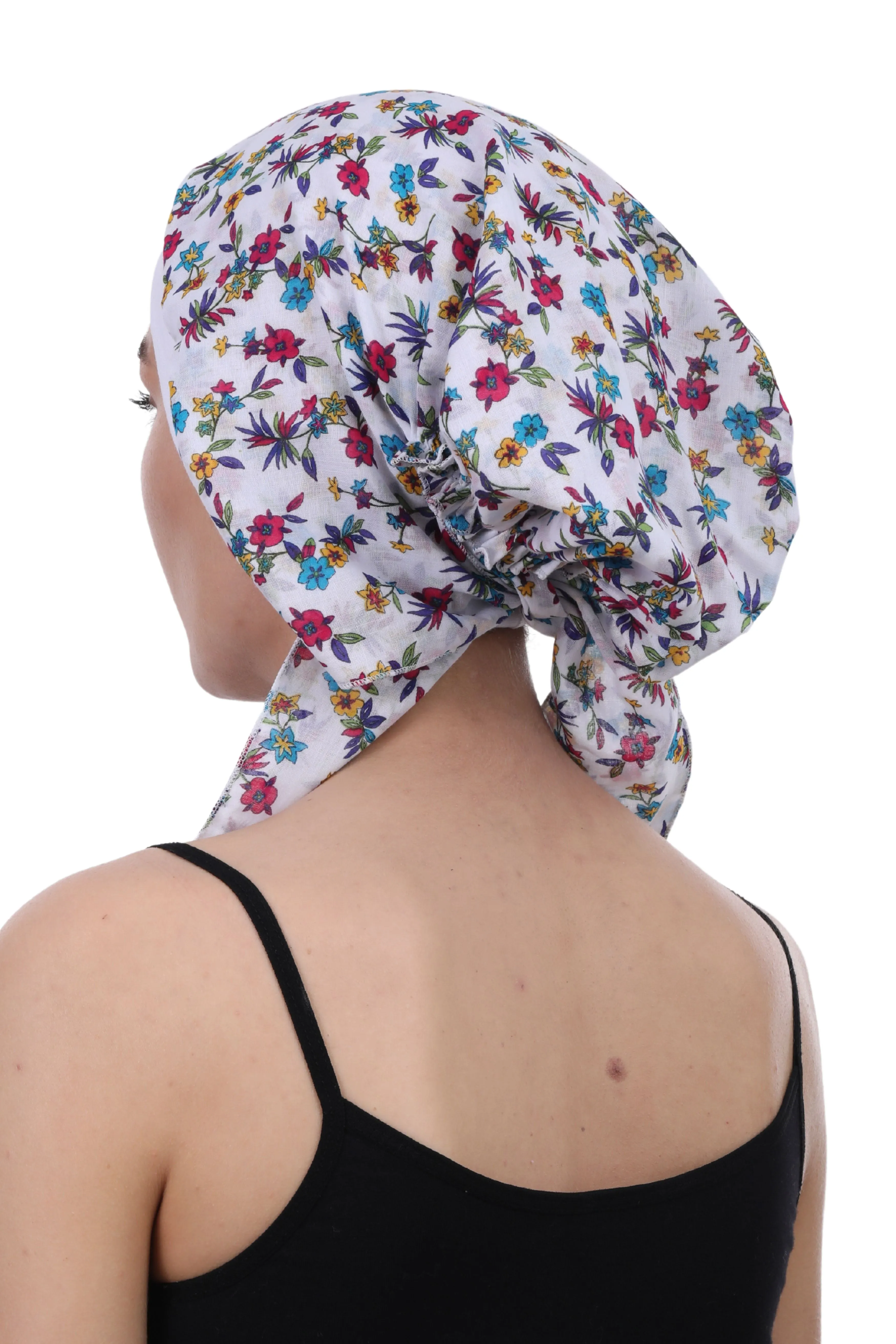 Easy Tie Pure Cotton Head Scarf with Bamboo Front