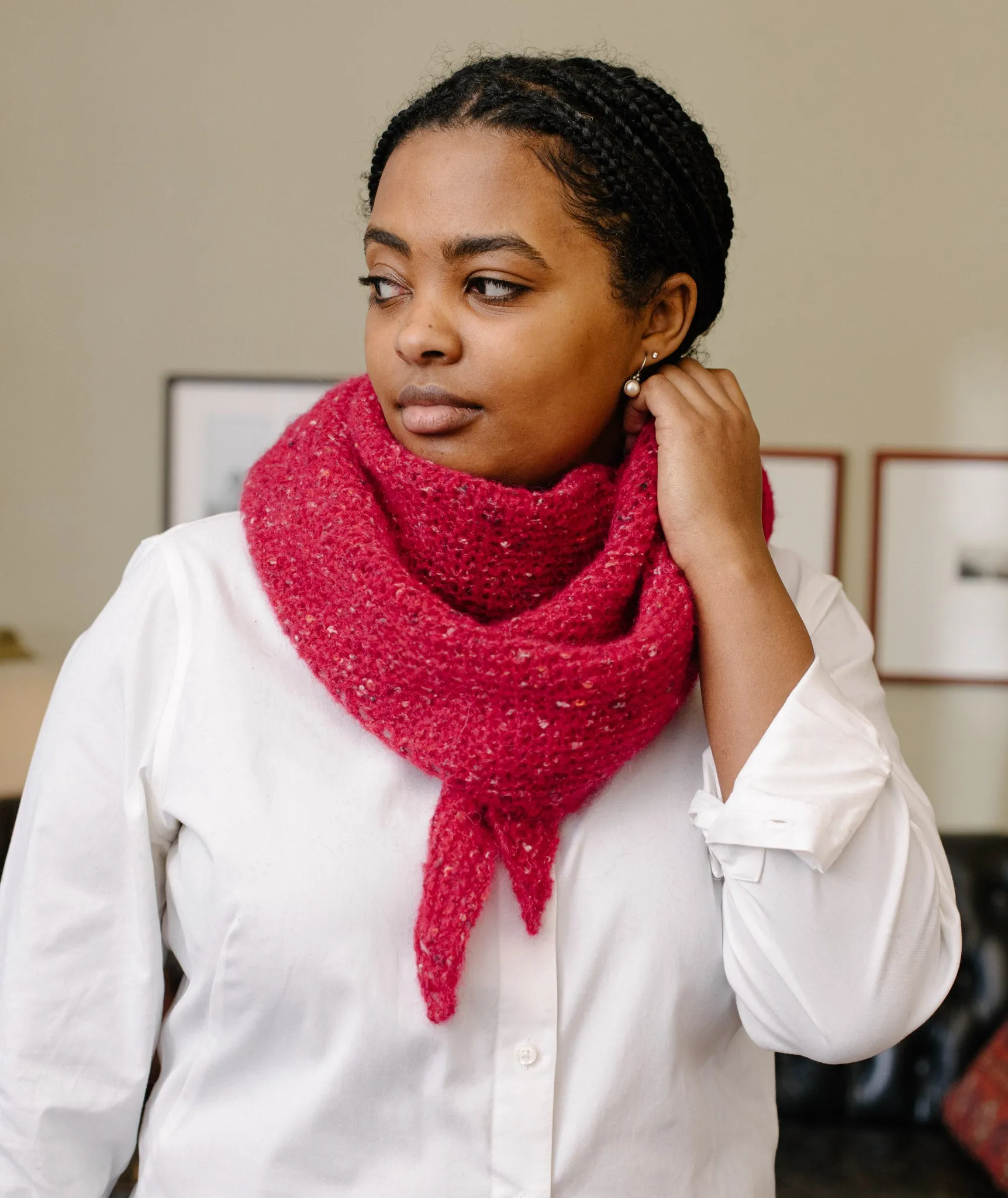 Easy Triangle Scarf Using Rowan Fine Tweed Haze