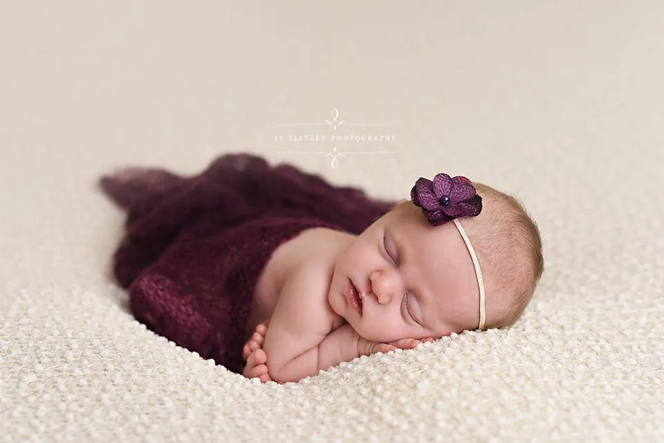 Eggplant Purple Sunflower Mohair Knit Baby Wrap