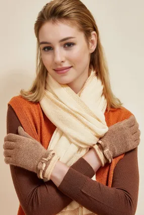 Elegant Cashmere Knit Gloves with Bow Detail