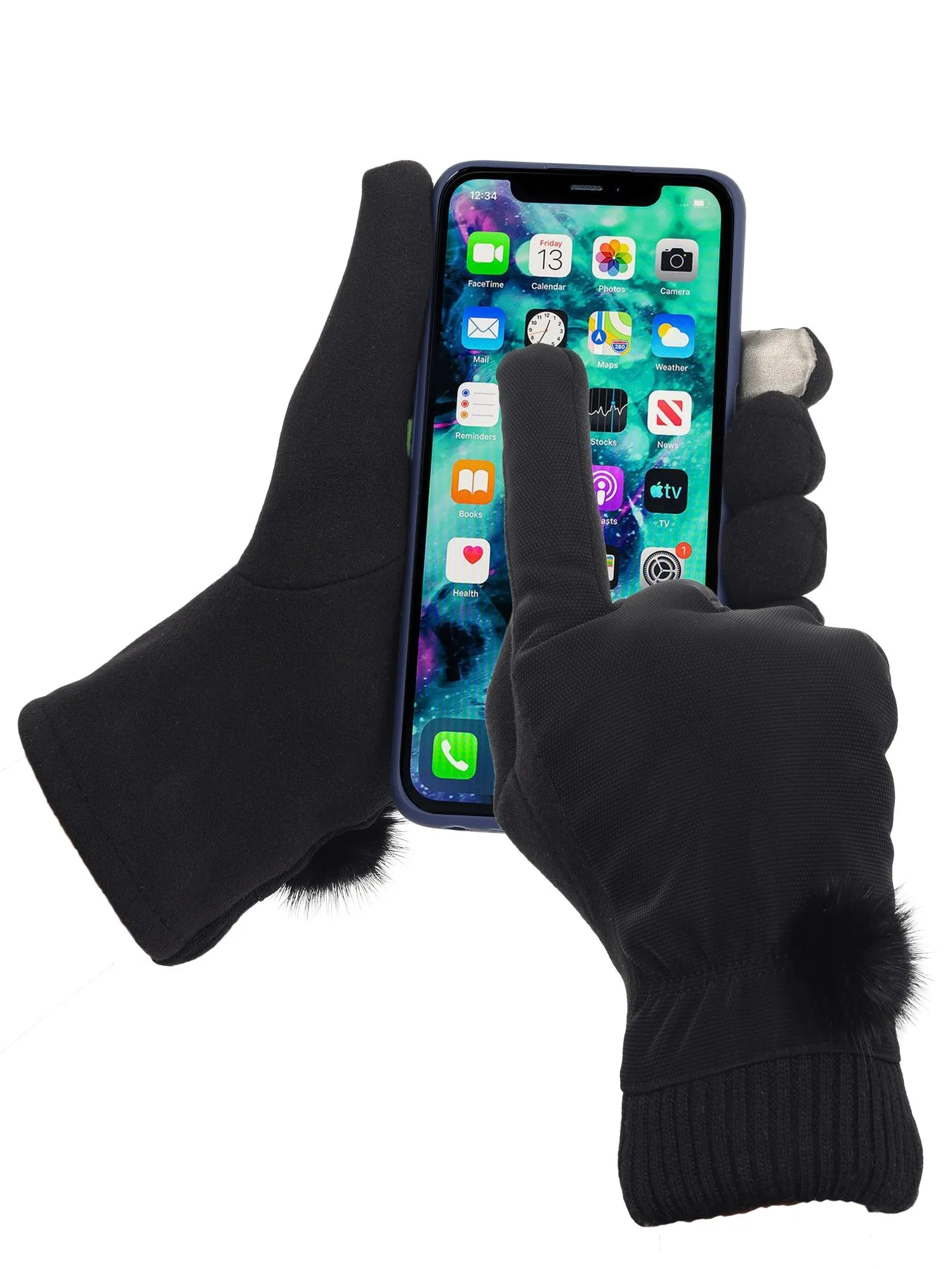 FabSeasons Warm PU Winter gloves with Touchscreen finger for Girls and Women