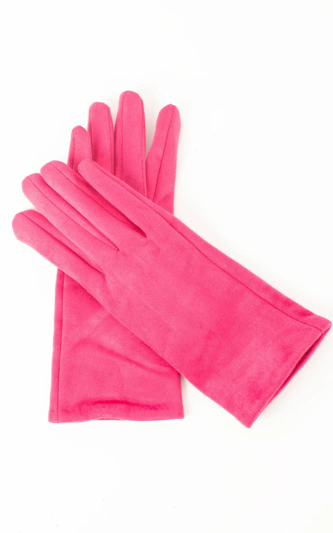 Faux Suede Plain Gloves | Hot Pink