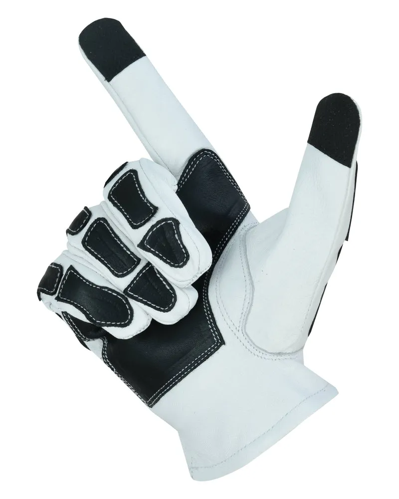 Glove Grace White and Black Skeleton Hand Riding Glove