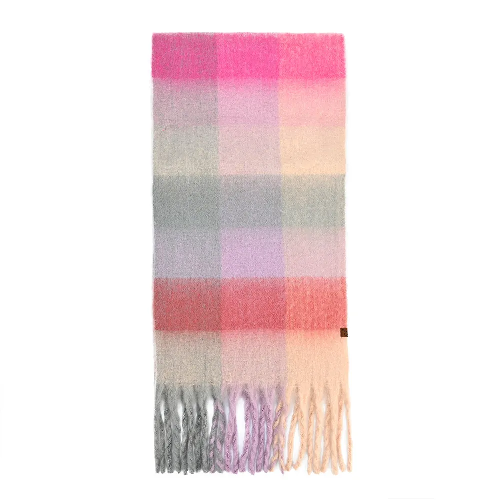 GRADIENT PLAID PLUSH SCARF