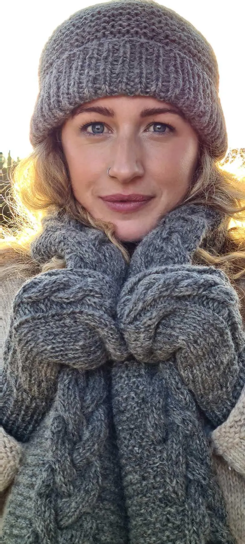 Grey Hand Knitted Scarf