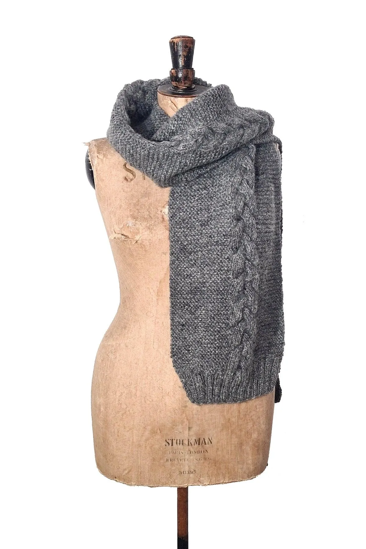 Grey Hand Knitted Scarf