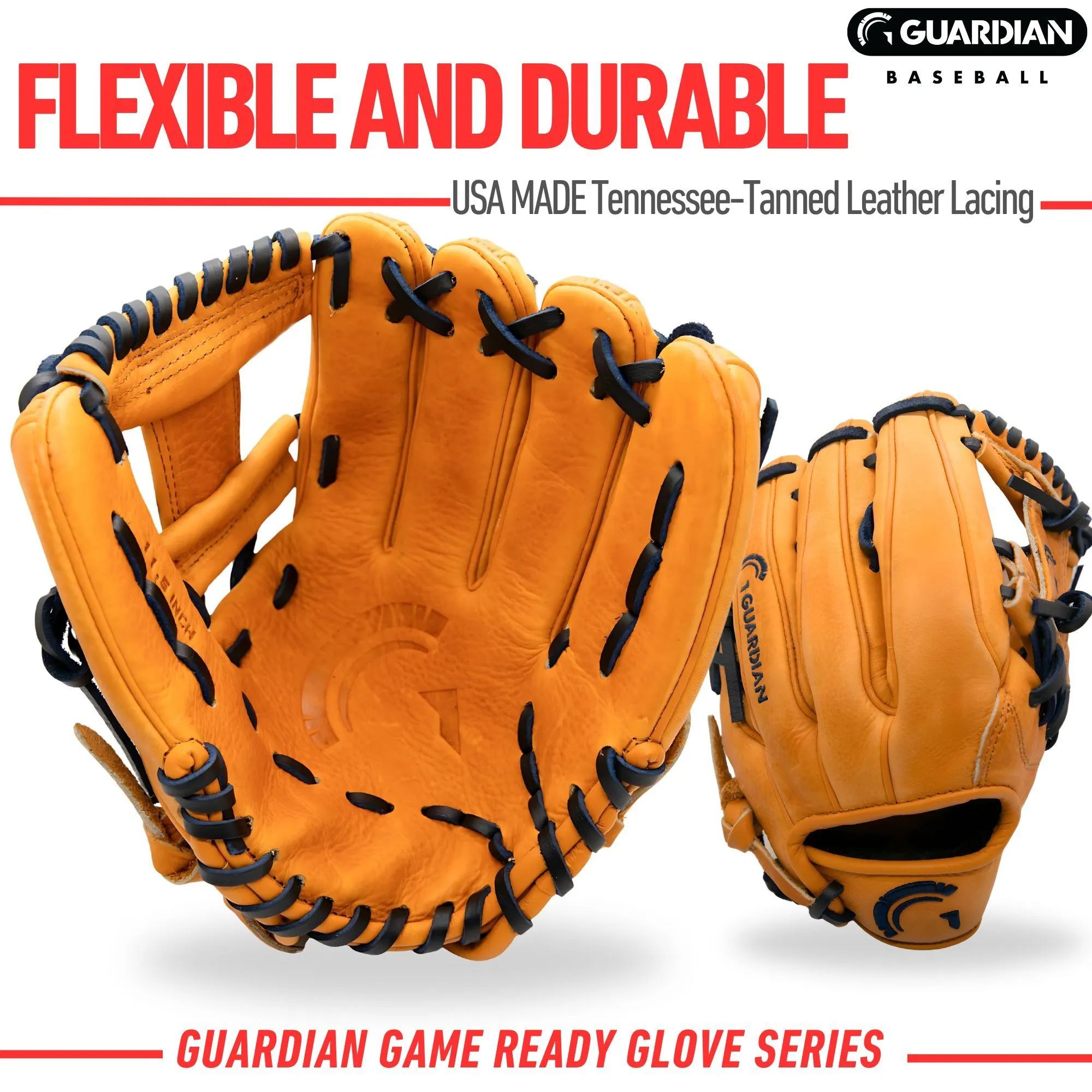 Guardian Game Ready Pre-Broken In Baseball Glove (Tan/Navy)