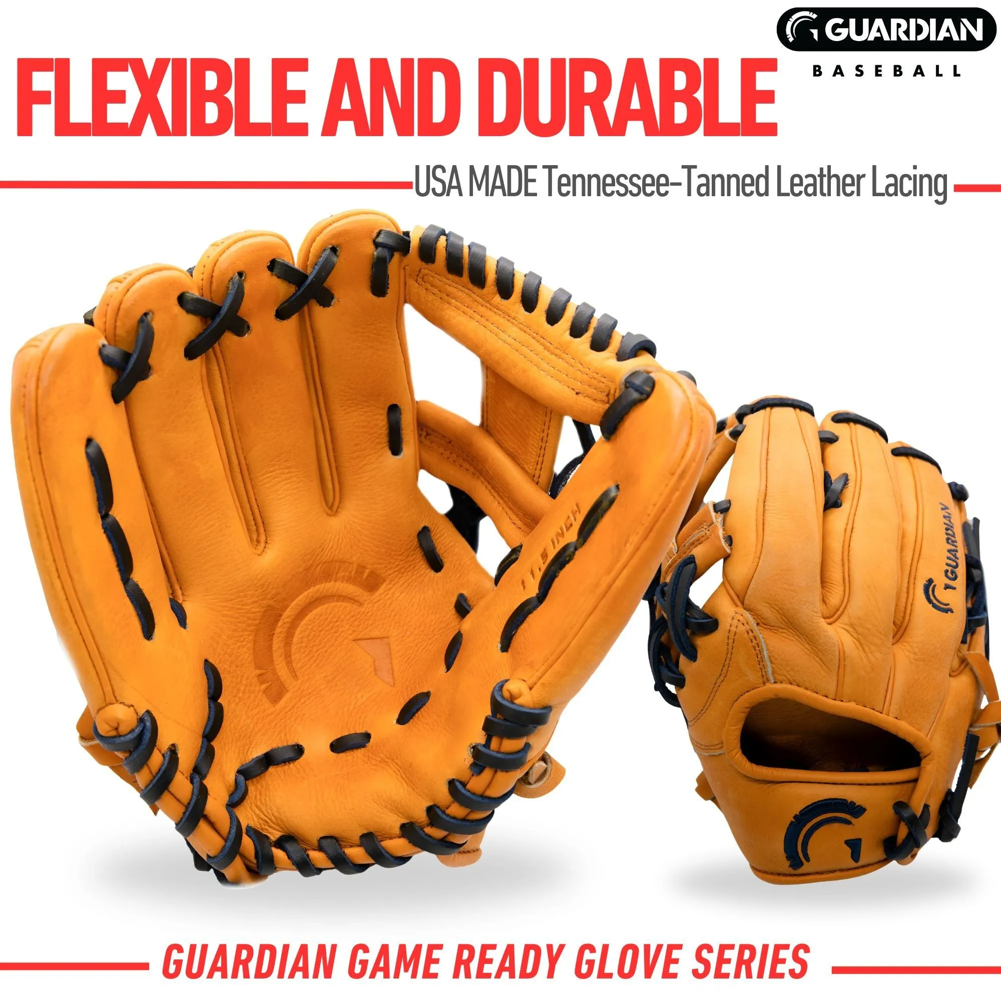 Guardian Game Ready Pre-Broken In Baseball Glove (Tan/Navy)