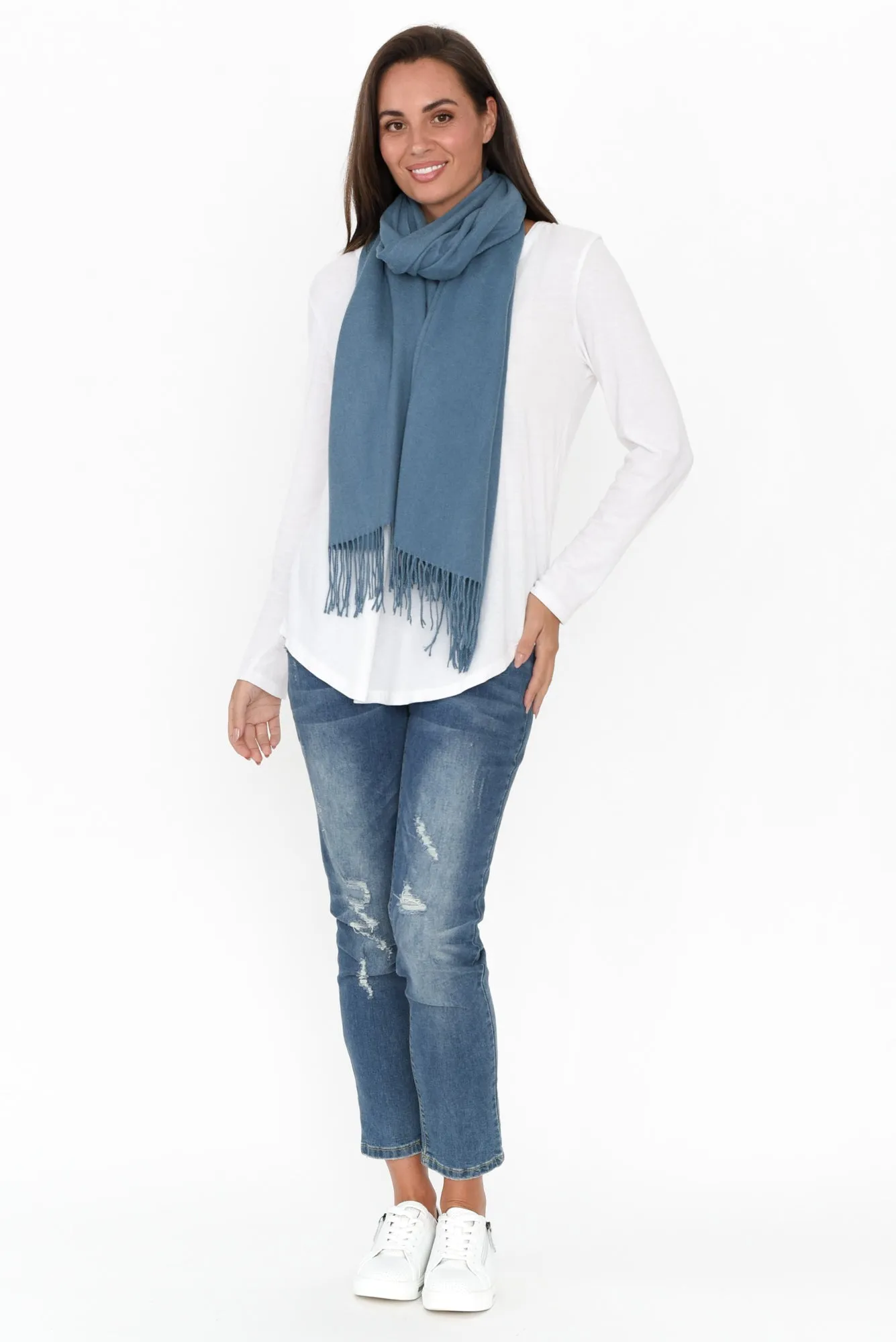 Heta Blue Cotton Pashmina Scarf