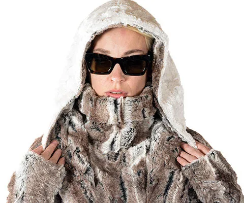 Hoody Scarf - Luxury Faux Fur in Birch with Cuddly Fur