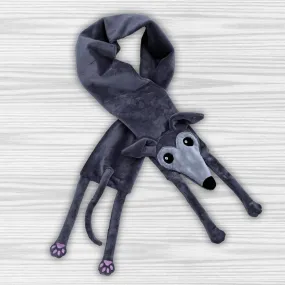 Houndie Cuddler Scarf Greyhound Whippet Grey With Silver Mask