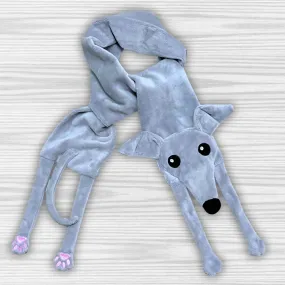 Houndie Cuddler Scarf Greyhound Whippet Light Grey