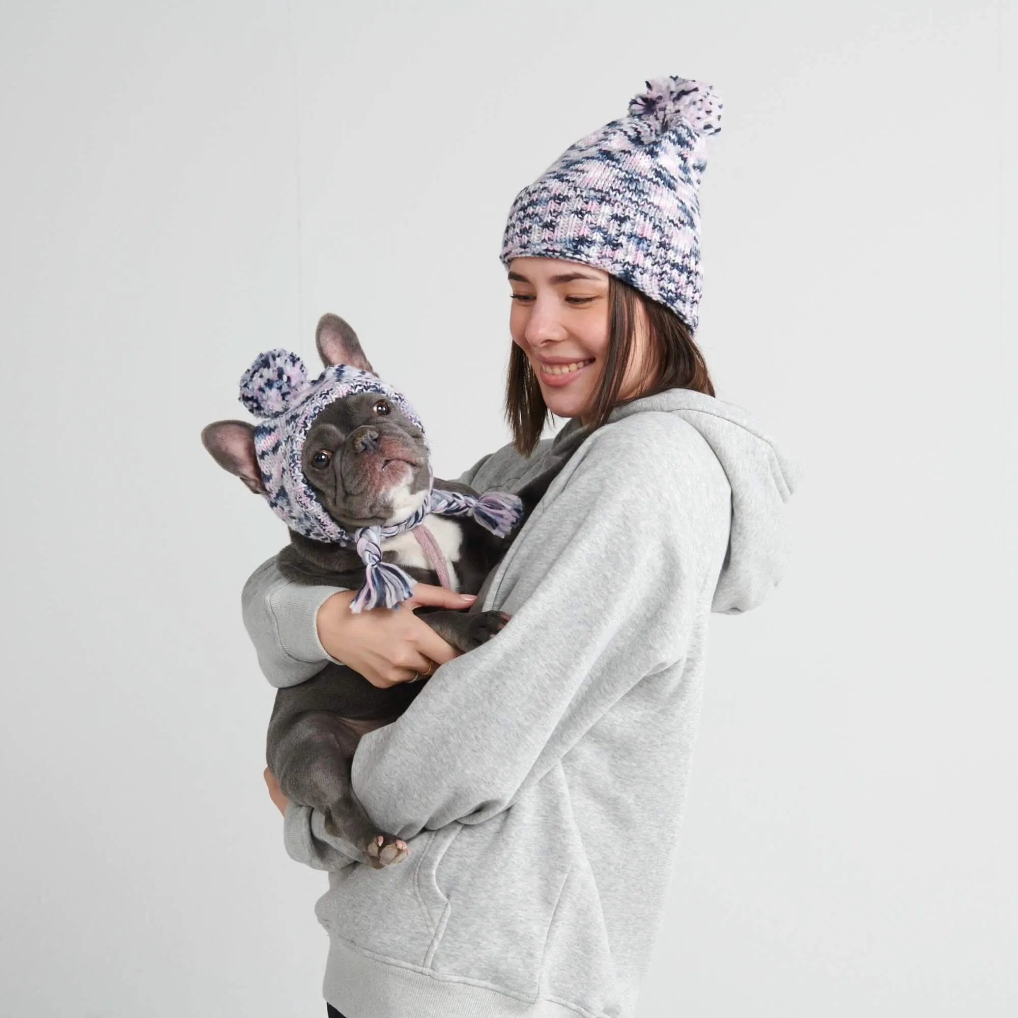 Knit Matching Human Pom Hats