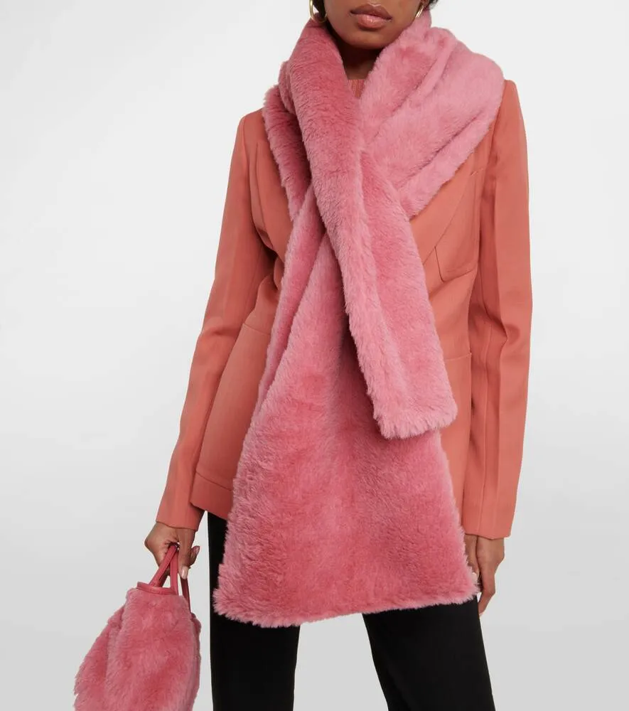 Max Mara Plush Alpaca Wool Blend Scarf, Pink