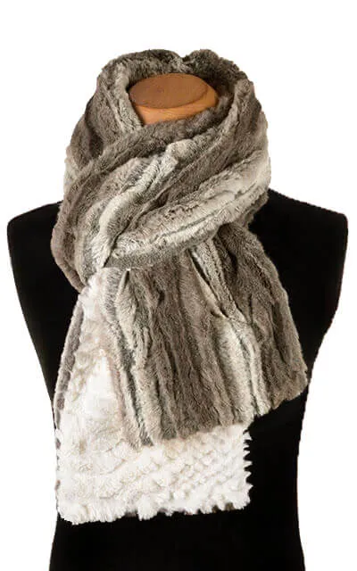 Men's Classic Scarf - Two-Tone, Plush Faux Fur in Willows Grove with Falkor