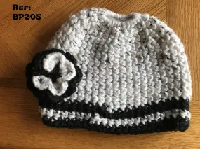 Messy Bun Hat - Cream Speckle with Black Trim