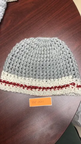 Messy Bun Hat - Dark Grey  with Red and White Speckle Trim