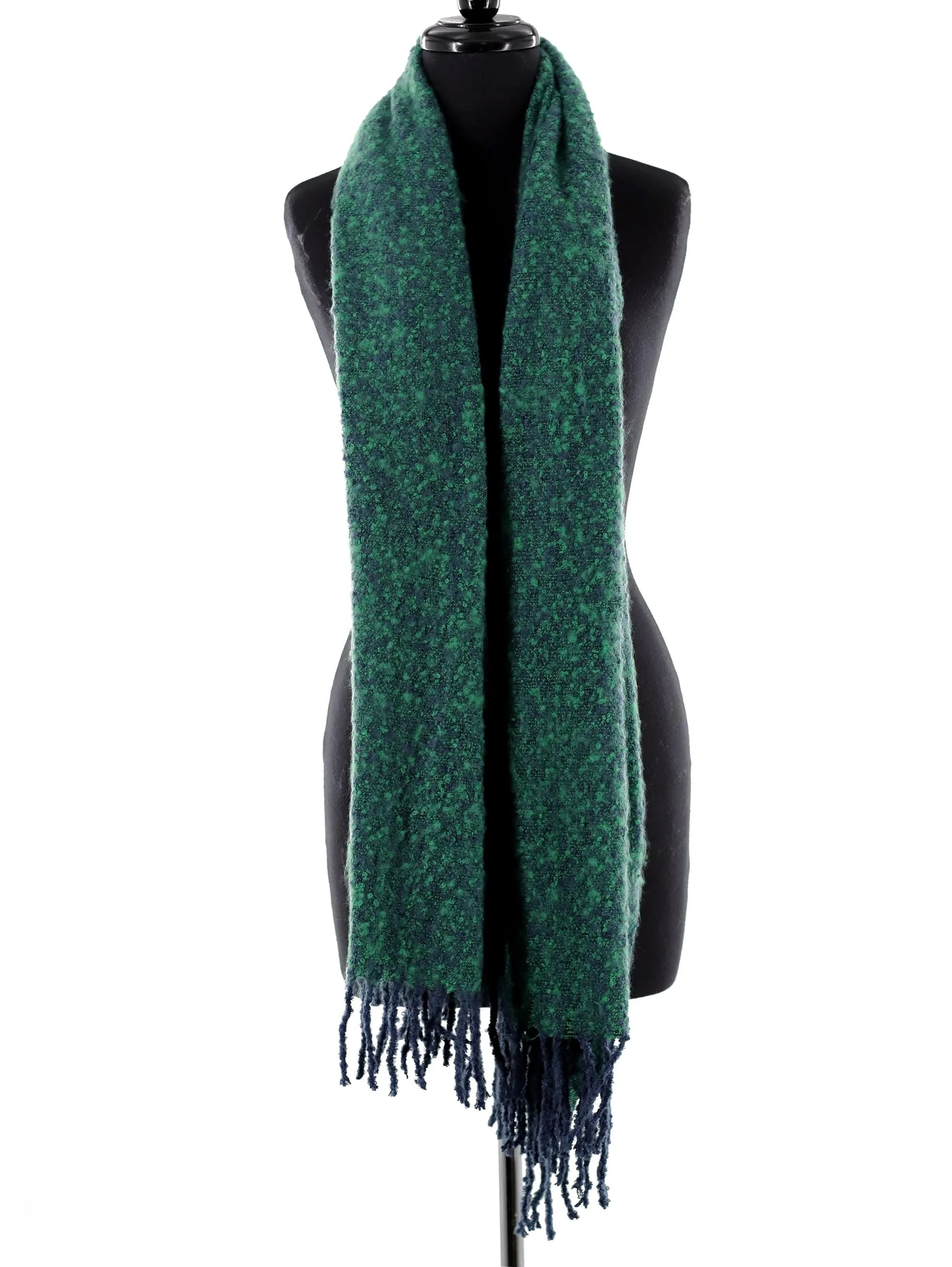 Muffler Scarf Plush with Fringe - Blue/Green