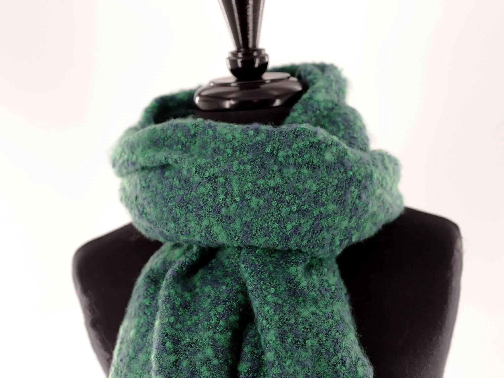 Muffler Scarf Plush with Fringe - Blue/Green