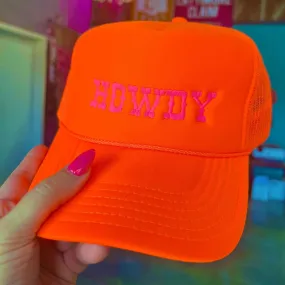 Online Exclusive | Howdy Embroidered Foam Trucker Hat in Orange