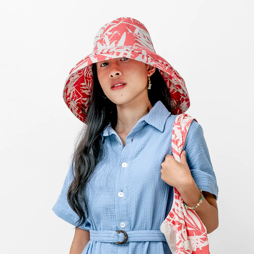 Palm Bright Coral Cotton Sunhat